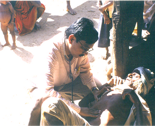 Patient examination on ground