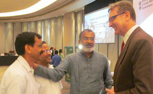 A moment with Mr. Henk Bekedam WHO India cheif & Dr. Abhay Bang during WHO award 2016.